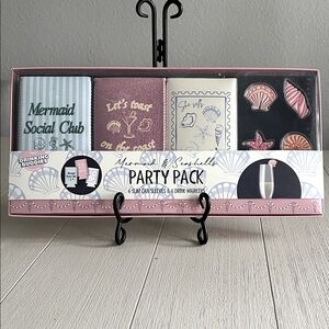 Mermaid & Seashells Party Pack - 6 slim can sleeves and drink markers 🧜‍♀️